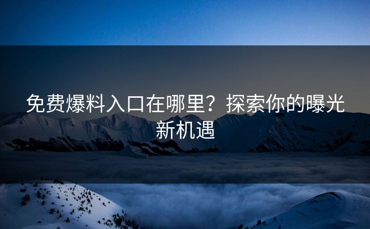 免费爆料入口在哪里？探索你的曝光新机遇