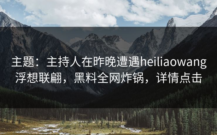 主题:主持人在昨晚遭遇heiliaowang浮想联翩,黑料全网炸锅,详情点击