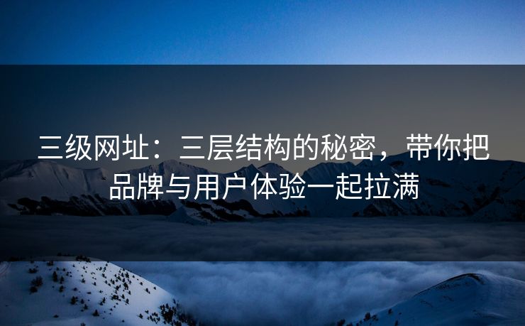 三级网址：三层结构的秘密，带你把品牌与用户体验一起拉满