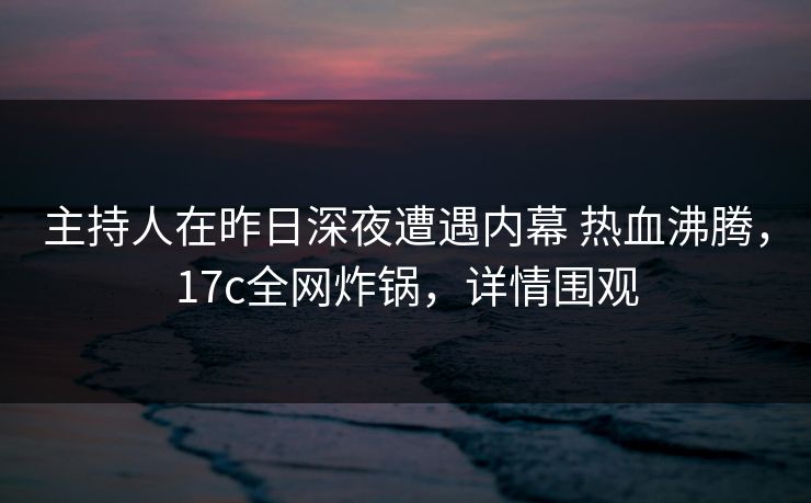 主持人在昨日深夜遭遇内幕 热血沸腾,17c全网炸锅,详情围观