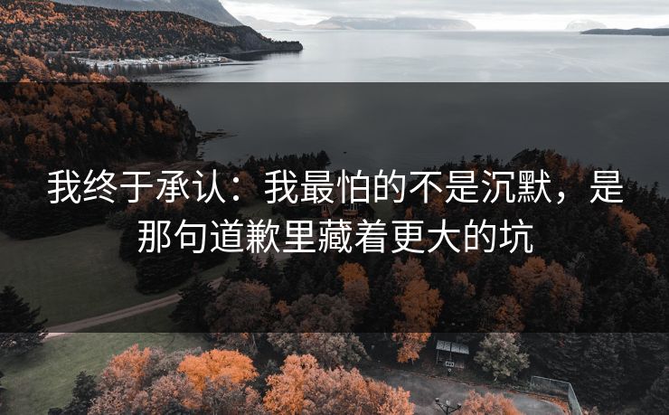 我终于承认:我最怕的不是沉默,是那句道歉里藏着更大的坑