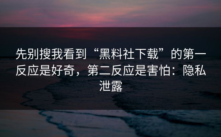 先别搜我看到“黑料社下载”的第一反应是好奇,第二反应是害怕:隐私泄露