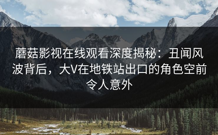 蘑菇影视在线观看深度揭秘:丑闻风波背后,大V在地铁站出口的角色空前令人意外
